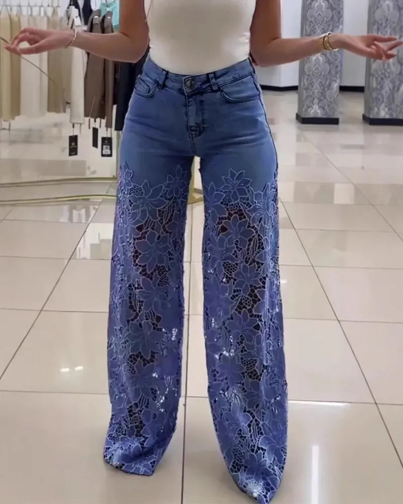 Baby Blue Jeans mit Schnürung