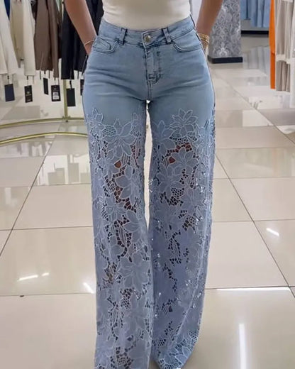 Baby Blue Jeans mit Schnürung