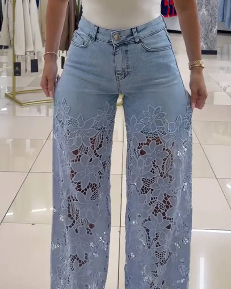 Baby Blue Jeans mit Schnürung
