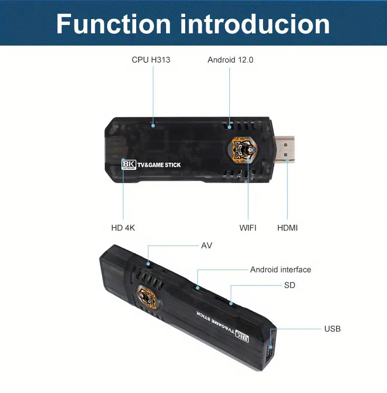 Dual System 8K HD TV Stick / drahtlose Retro Classic Video Game Konsolen mit Fernbedienungen