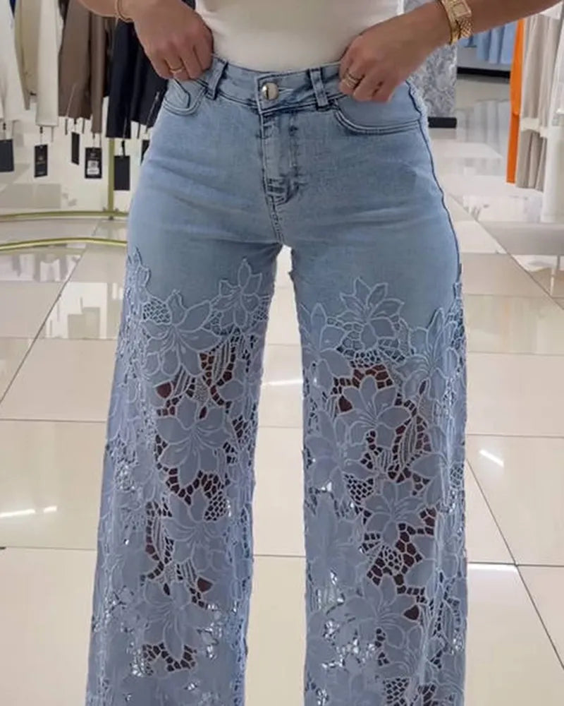 Baby Blue Jeans mit Schnürung