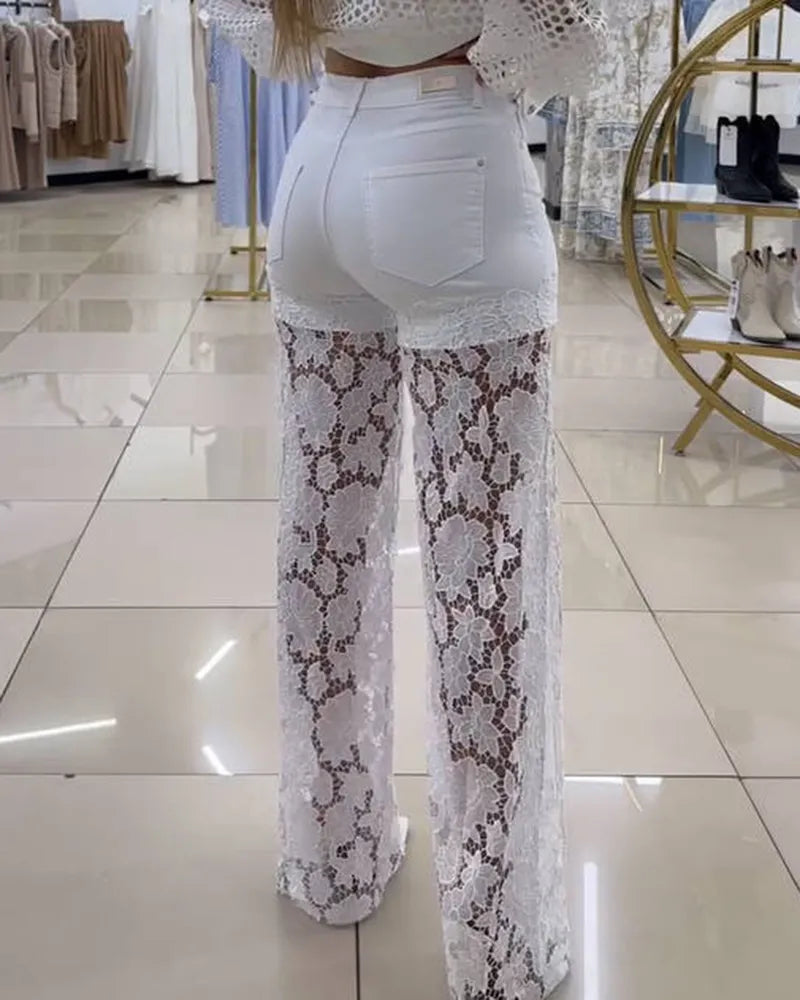 Baby Blue Jeans mit Schnürung
