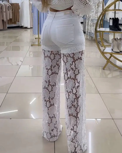Baby Blue Jeans mit Schnürung