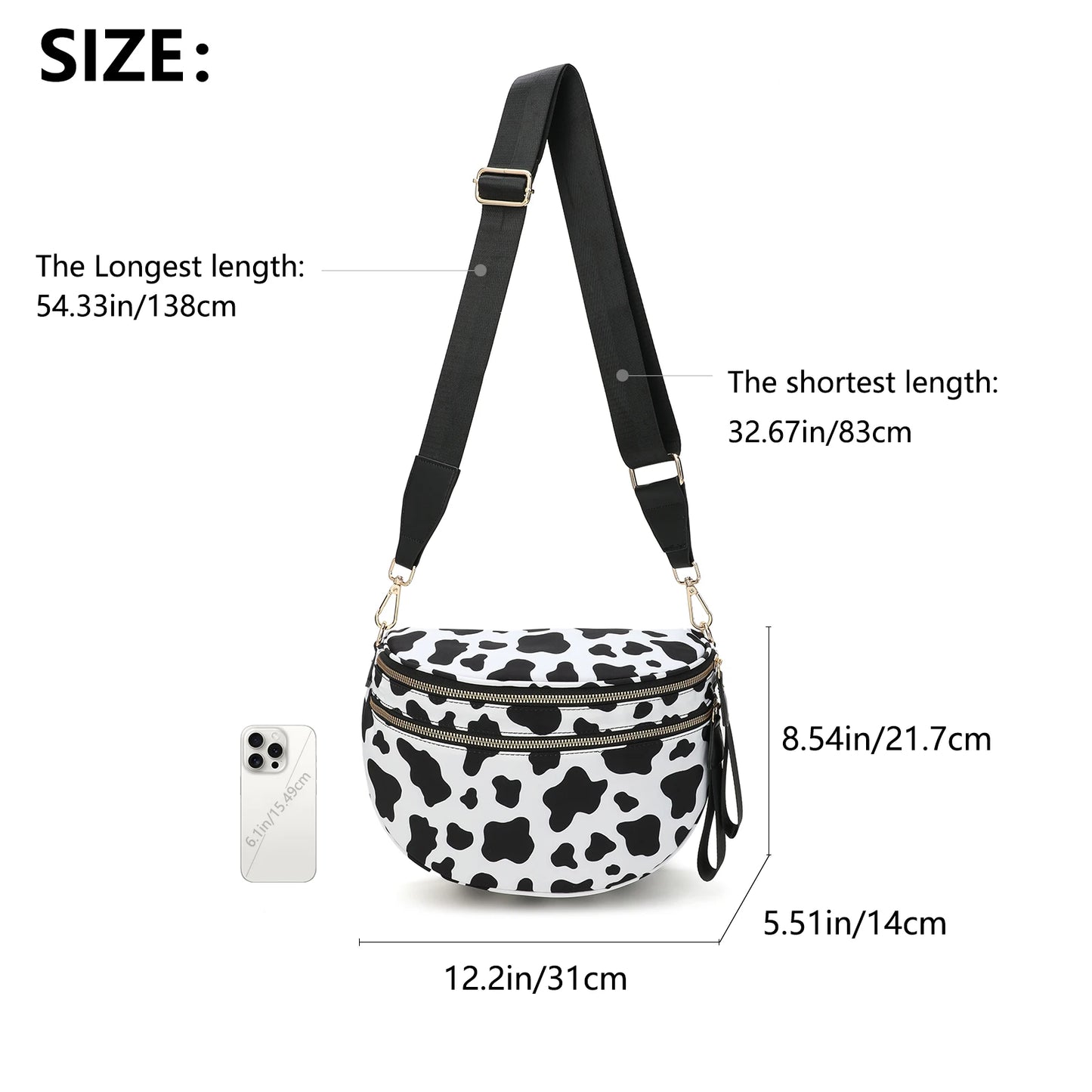 Frankie – Oversized Crescent Sling mit Doppel-Zipper