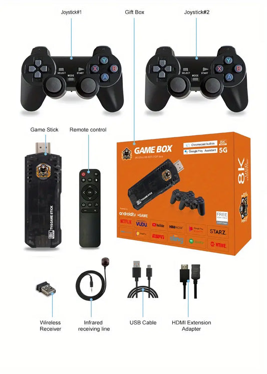 Dual System 8K HD TV Stick / drahtlose Retro Classic Video Game Konsolen mit Fernbedienungen