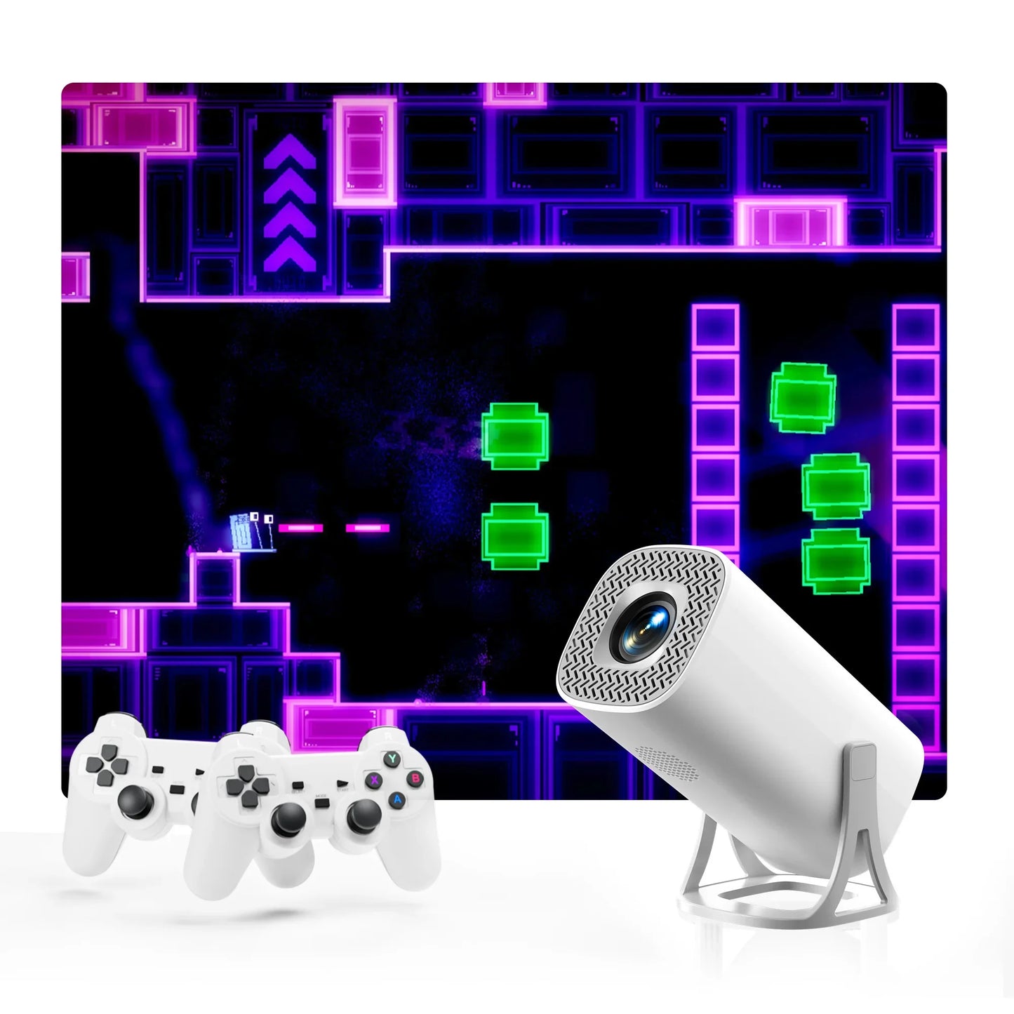 4K Smart Projektor mit 2 Gamepads