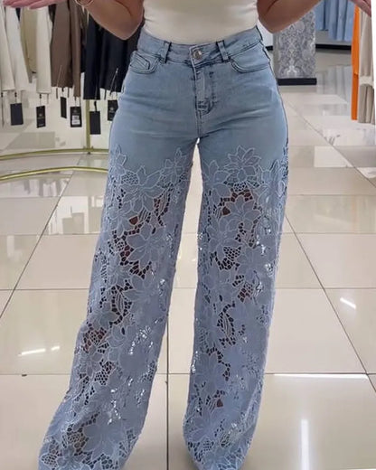 Baby Blue Jeans mit Schnürung